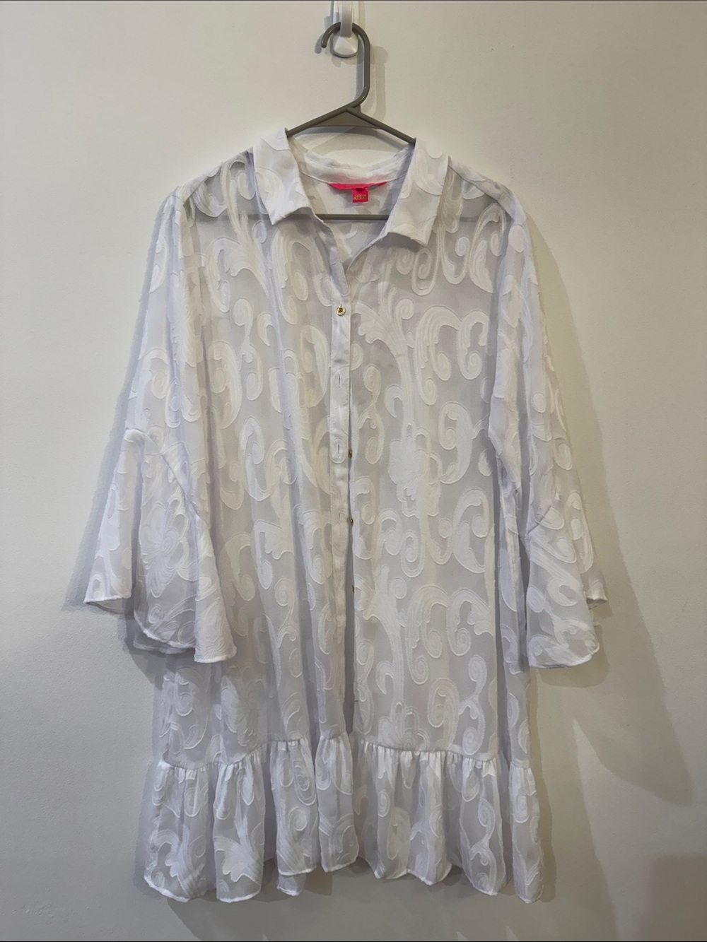 Lilly Pulitzer White Sheer Embroidered Swim Coverup